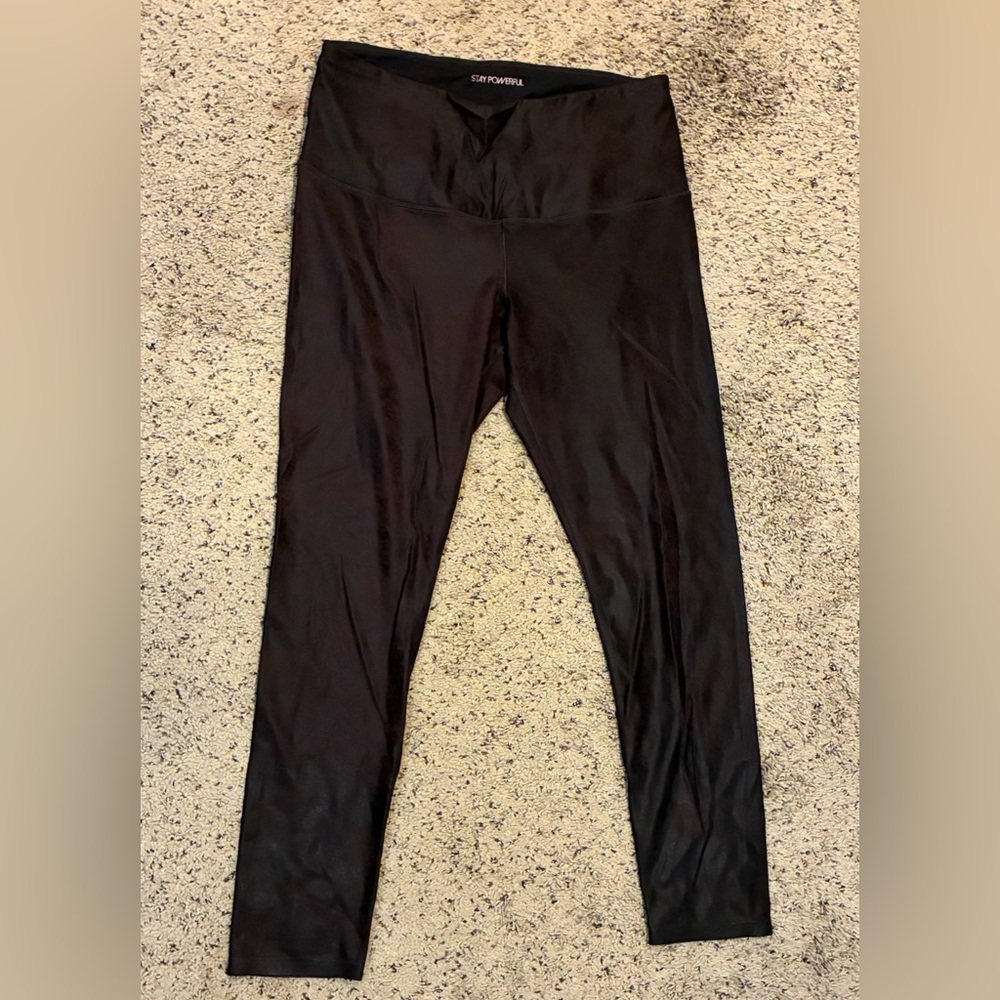 Women’s XL Calia Brown Leather-look High-Waisted Leggings